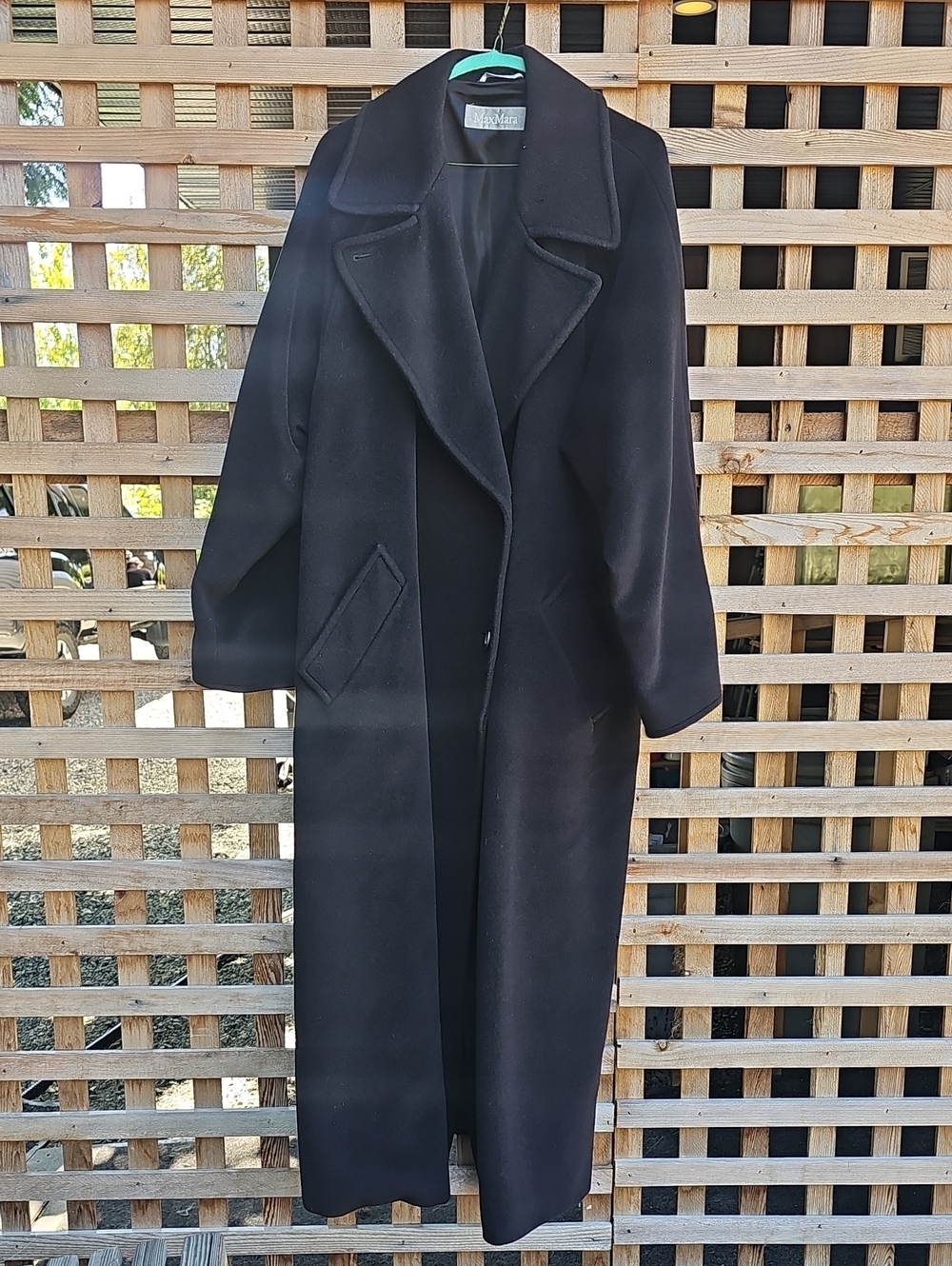 MaxMara Black Wool Trench Coat - Picture 1 of 16